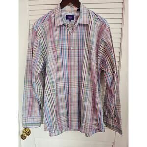 TALLIA MEN'S RAINBOW PLAID PAISLEY CUFF‎ DRESS SHIRT SIZE XL EXTRA LARGE